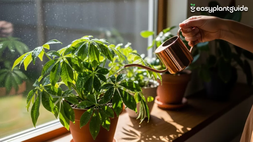 watering foliage plant