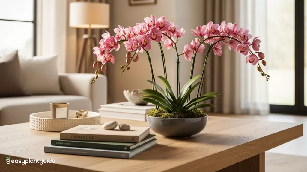 pink cymbidium orchid pot plant